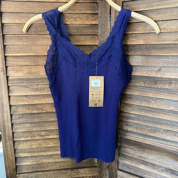 Wayi Tops - Wayi Lace Snug Camisole Navy